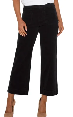 Crops|Wide-Leg-Liverpool Los Angeles CORDUROY CROP WIDE LEG Black