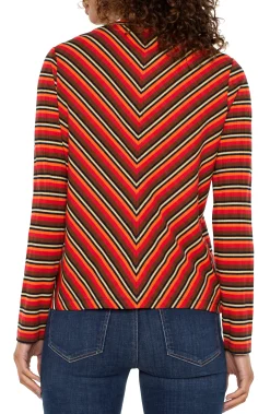 Tees-Liverpool Los Angeles CREW NECK LONG SLEEVE KNIT TOP Burntorangemultistripe