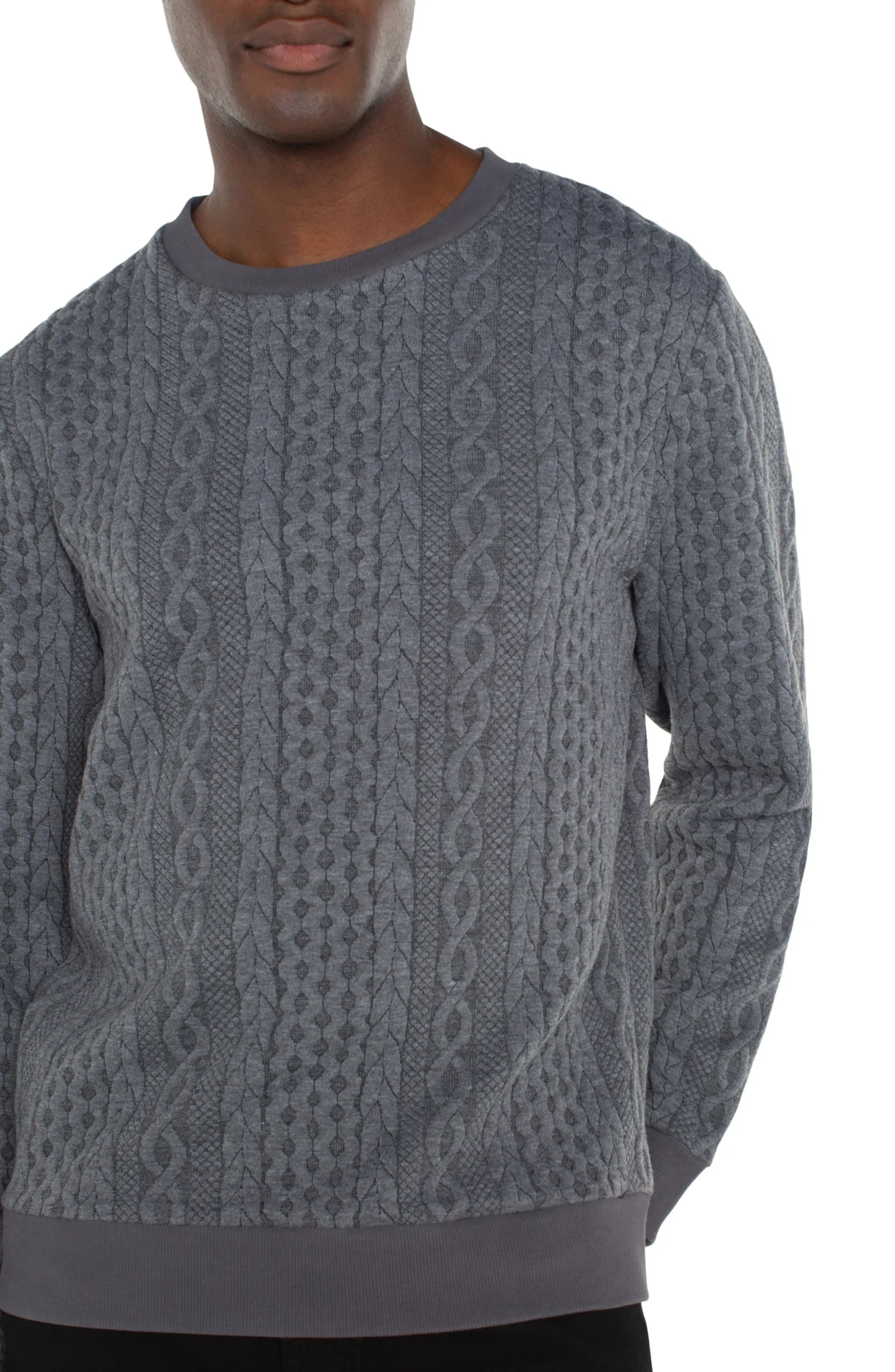 Sweaters|Shirts-Liverpool Los Angeles CREW NECK PULLOVER Charcoalgrey