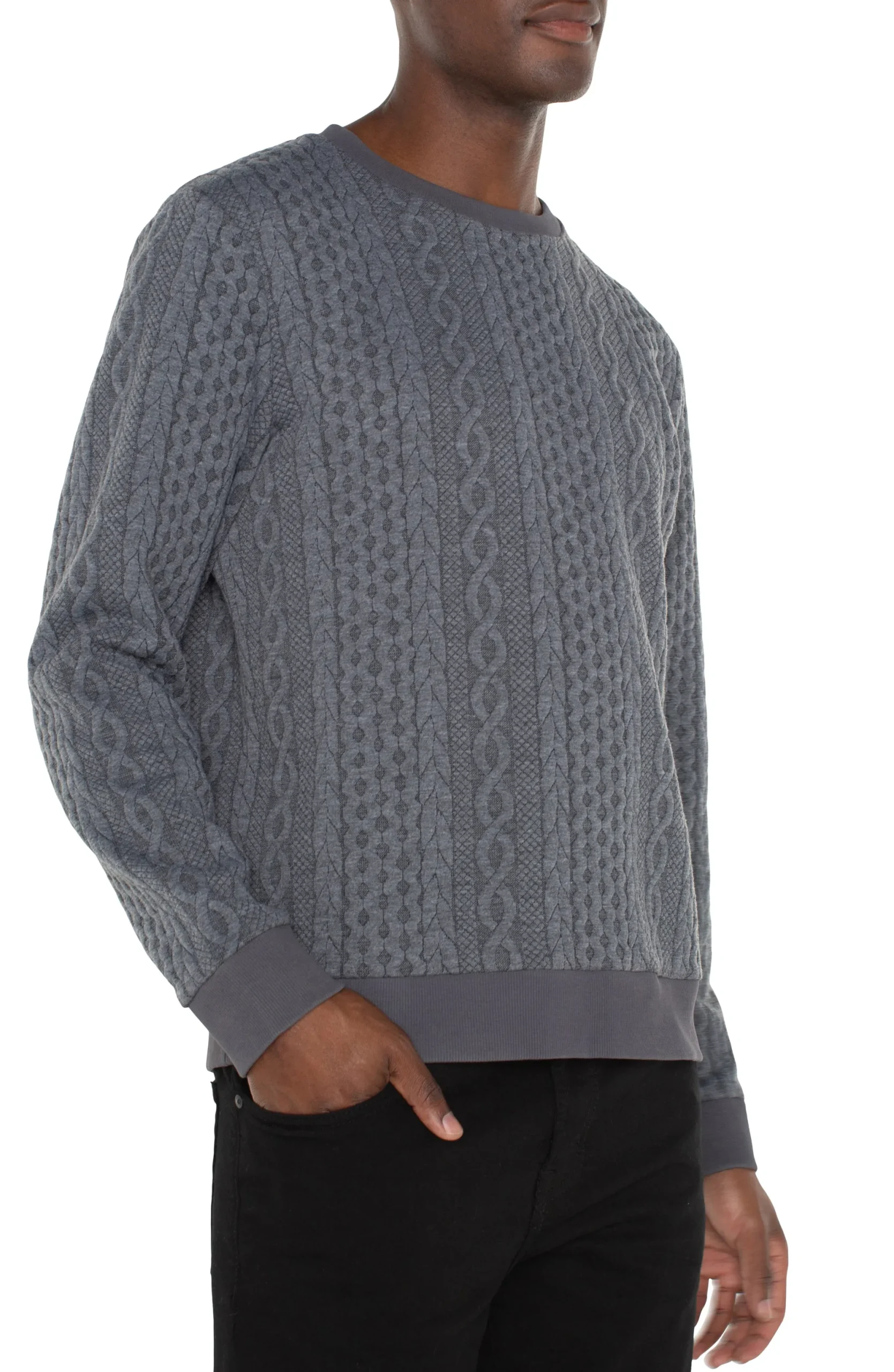 Sweaters|Shirts-Liverpool Los Angeles CREW NECK PULLOVER Charcoalgrey