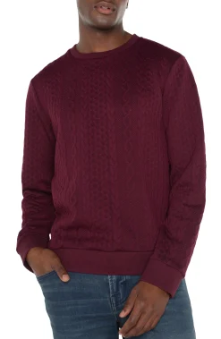 Sweaters|Shirts-Liverpool Los Angeles CREW NECK PULLOVER Burgundy