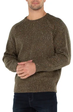 Sweaters-Liverpool Los Angeles CREW NECK RAGLAN SWEATER Olivemulti