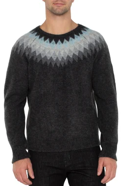 Sweaters-Liverpool Los Angeles CREW NECK RAGLAN SWEATER Charcaolgreymulti