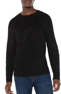 Sweaters-Liverpool Los Angeles CREW NECK RAGLAN SWEATER Black