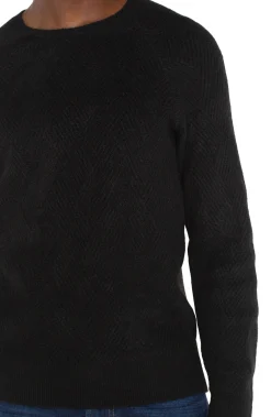 Sweaters-Liverpool Los Angeles CREW NECK RAGLAN SWEATER Black