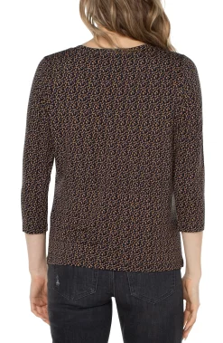 Tees-Liverpool Los Angeles CREW NECK TOP WITH PLEATED FRONT Micropebbleprint