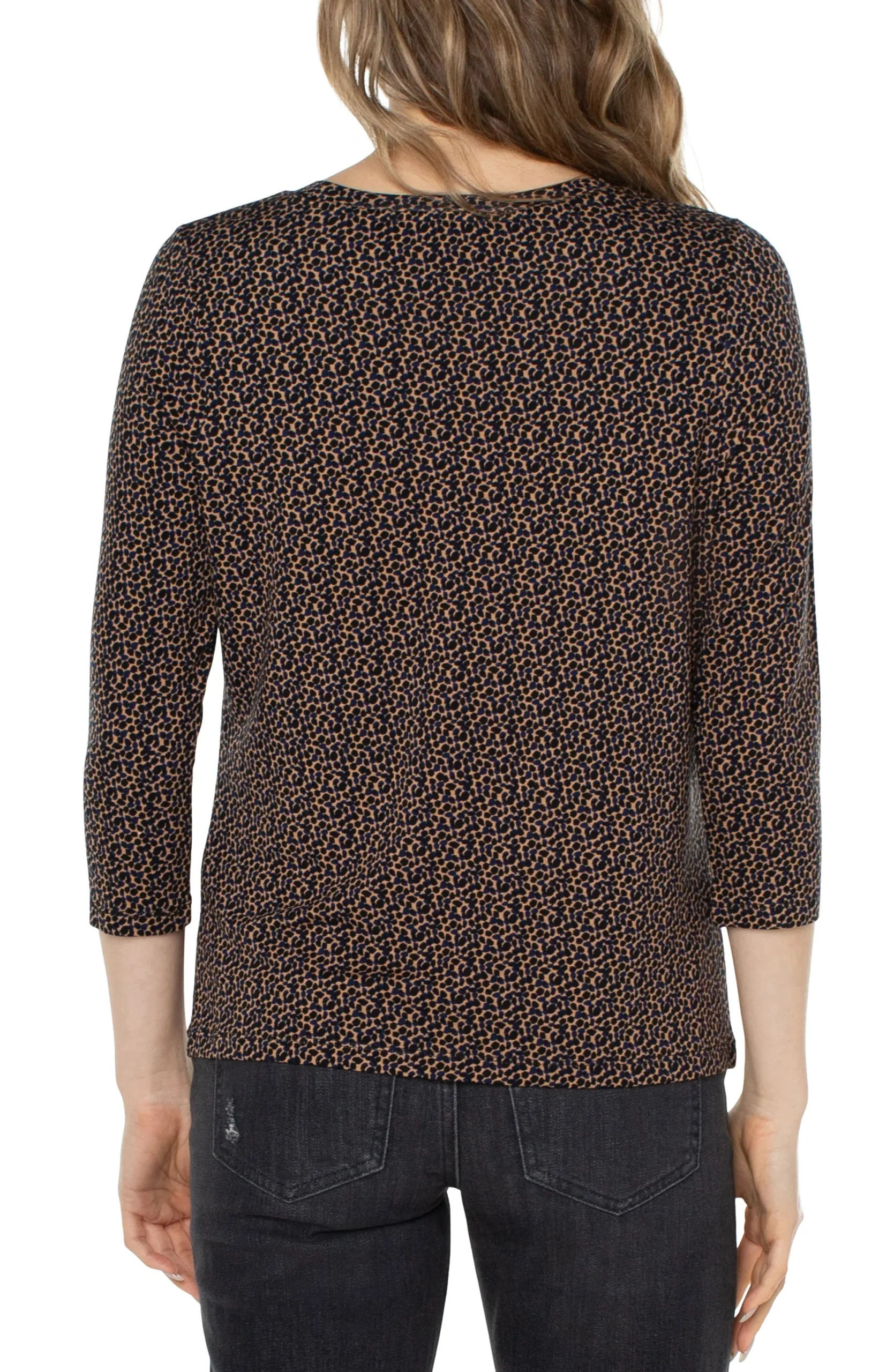 Tees-Liverpool Los Angeles CREW NECK TOP WITH PLEATED FRONT Micropebbleprint