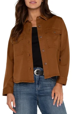 Jackets-Liverpool Los Angeles CROPPED SHIRT JACKET Jasperbrown
