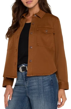 Jackets-Liverpool Los Angeles CROPPED SHIRT JACKET Jasperbrown