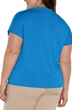 Tops-Liverpool Los Angeles DOLMAN SLEEVE KNIT TOP WITH SHAWL COLLAR Divablue