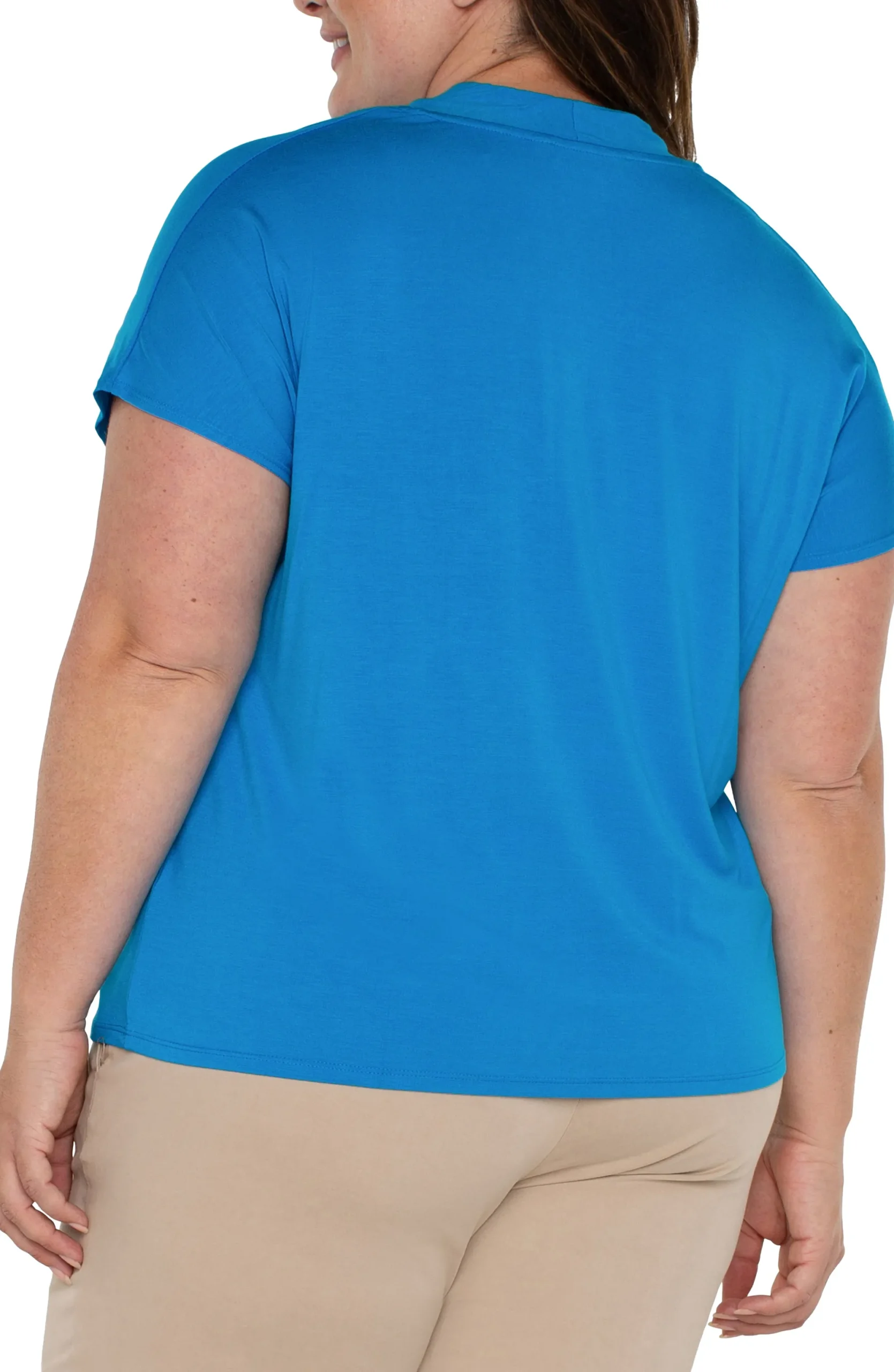Tops-Liverpool Los Angeles DOLMAN SLEEVE KNIT TOP WITH SHAWL COLLAR Divablue