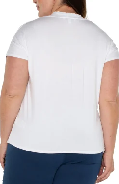 Tops-Liverpool Los Angeles DOLMAN SLEEVE KNIT TOP WITH SHAWL COLLAR White