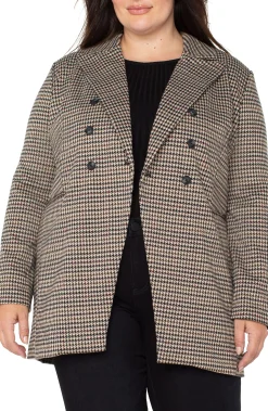 Jackets-Liverpool Los Angeles DOUBLE BREASTED LONGLINE BLAZER Blacktanhoundstooth