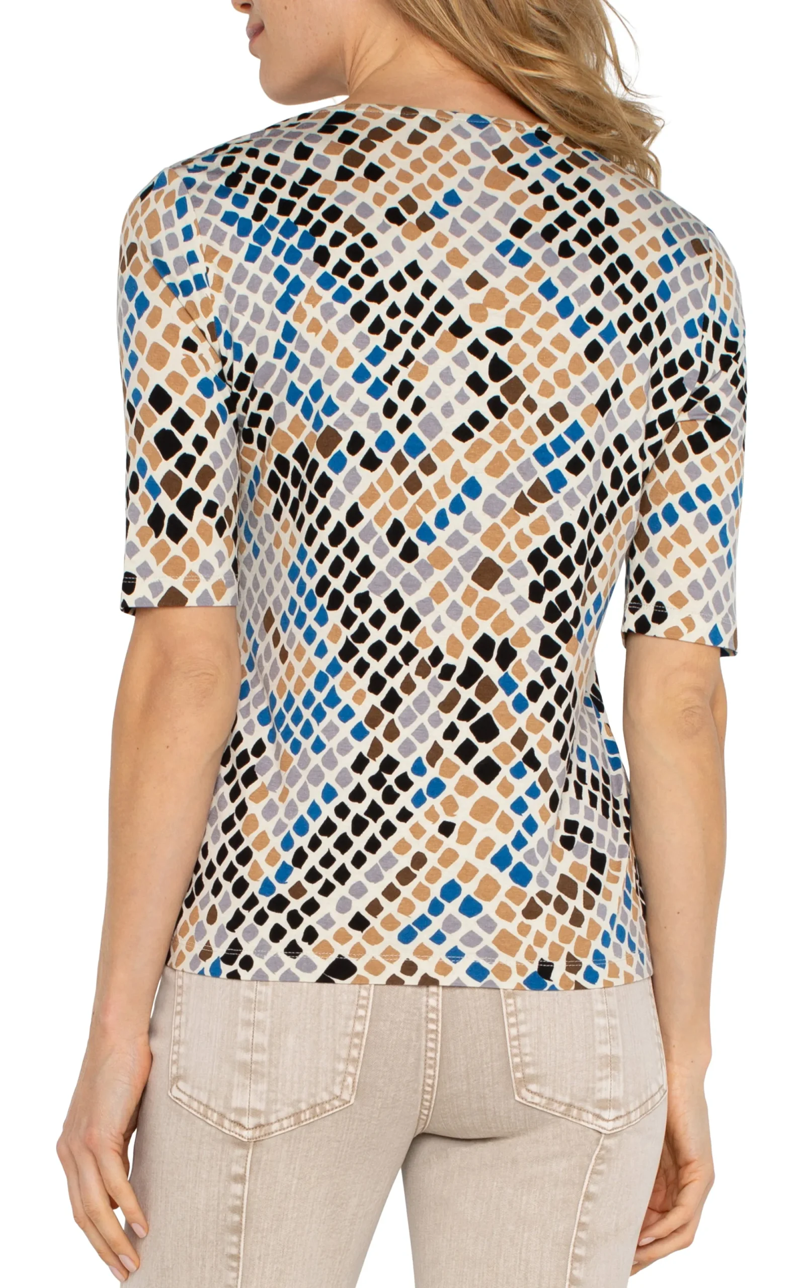 Tees|Tops-Liverpool Los Angeles DOUBLE LAYER V-NECK RIB KNIT TOP Lapissnakemulti
