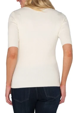 Sweaters-Liverpool Los Angeles ELBOW SLEEVE CREW NECK SWEATER Vintagewhite
