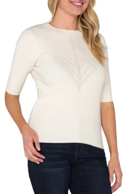 Sweaters-Liverpool Los Angeles ELBOW SLEEVE CREW NECK SWEATER Vintagewhite
