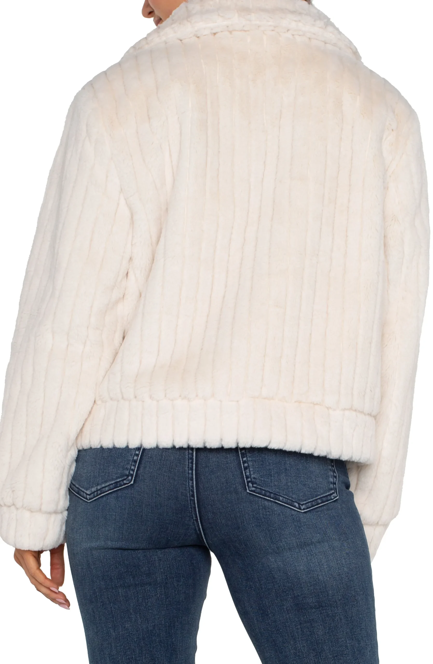 Jackets-Liverpool Los Angeles FAUX FUR TRUCKER JACKET Cream