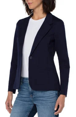 Jackets-Liverpool Los Angeles FITTED BLAZER SUPER STRETCH PONTE Cadetblue
