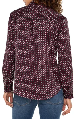 Tops-Liverpool Los Angeles FLAP POCKET BUTTON UP WOVEN BLOUSE Starrubydot