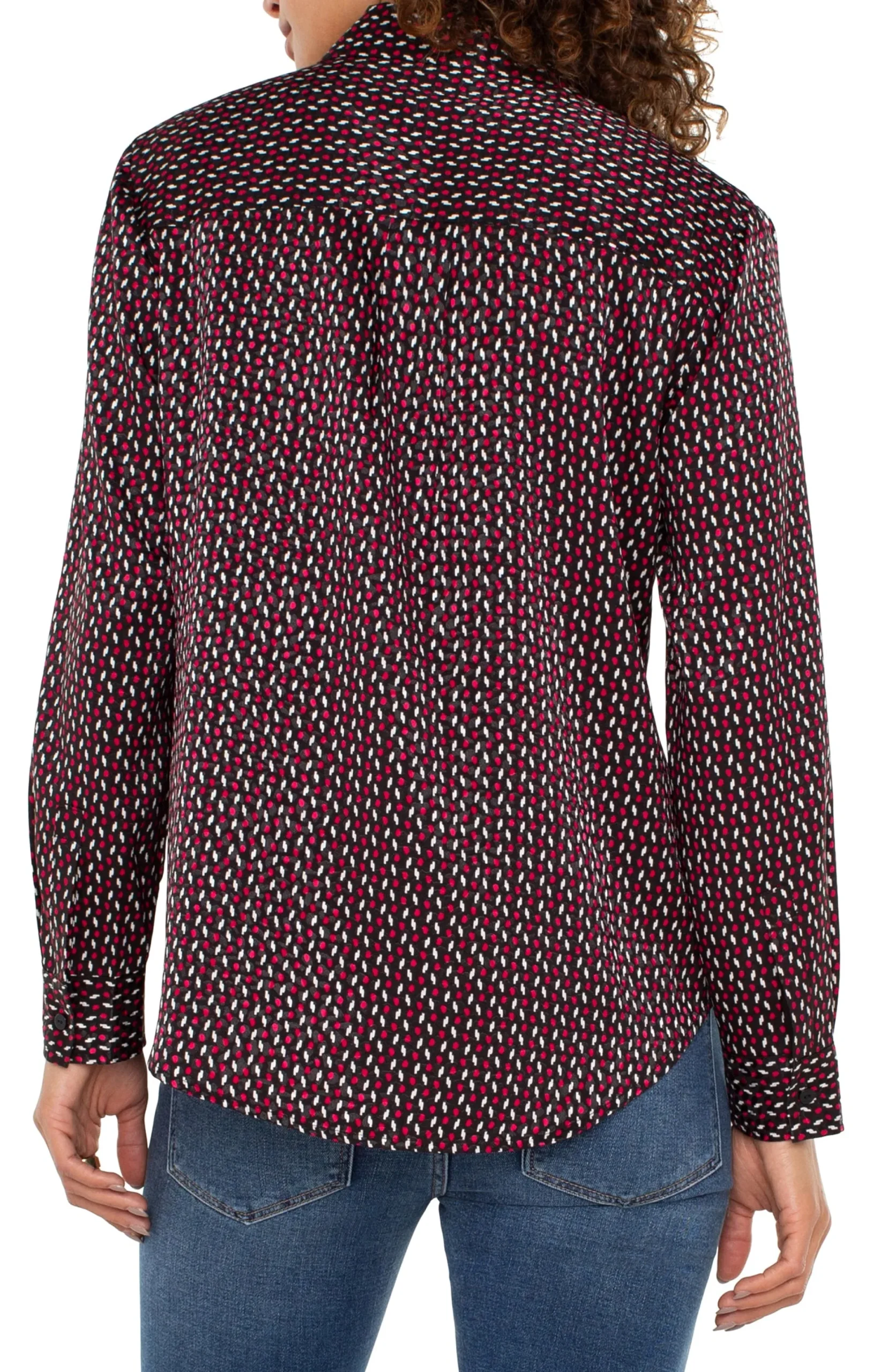 Tops-Liverpool Los Angeles FLAP POCKET BUTTON UP WOVEN BLOUSE Starrubydot
