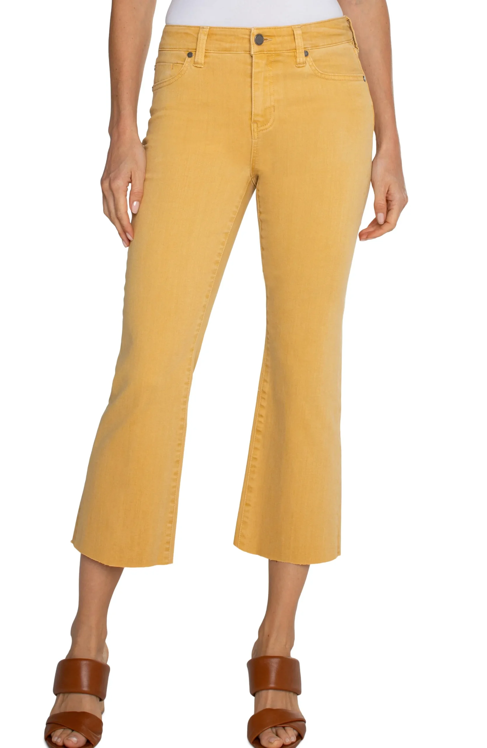 Jeans|Bootcut & Flares-Liverpool Los Angeles HANNAH CROP FLARE WITH CUT HEM Flaxengold