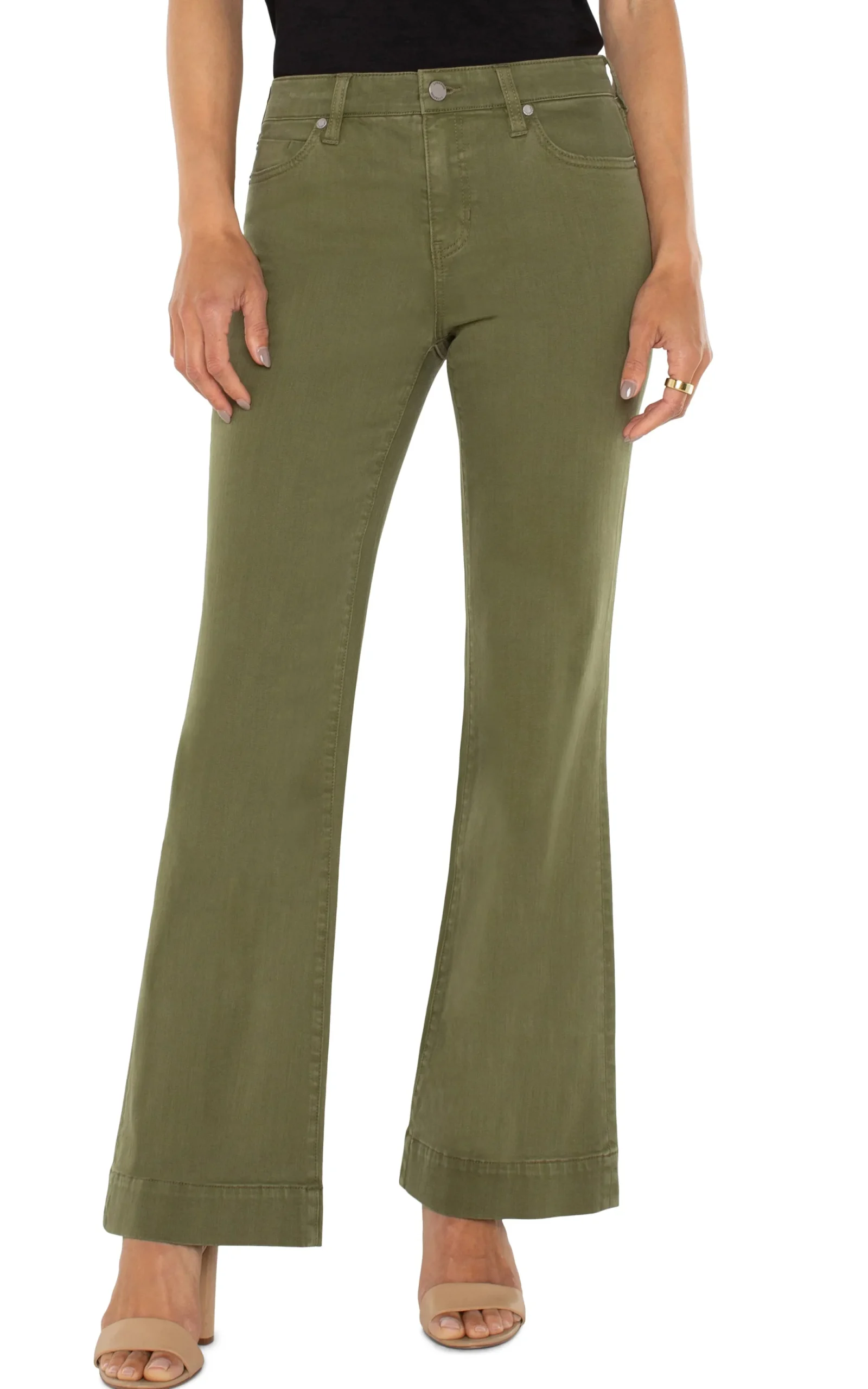 Jeans|Bootcut & Flares-Liverpool Los Angeles HANNAH FLARE WITH WIDE HEM Spanisholive