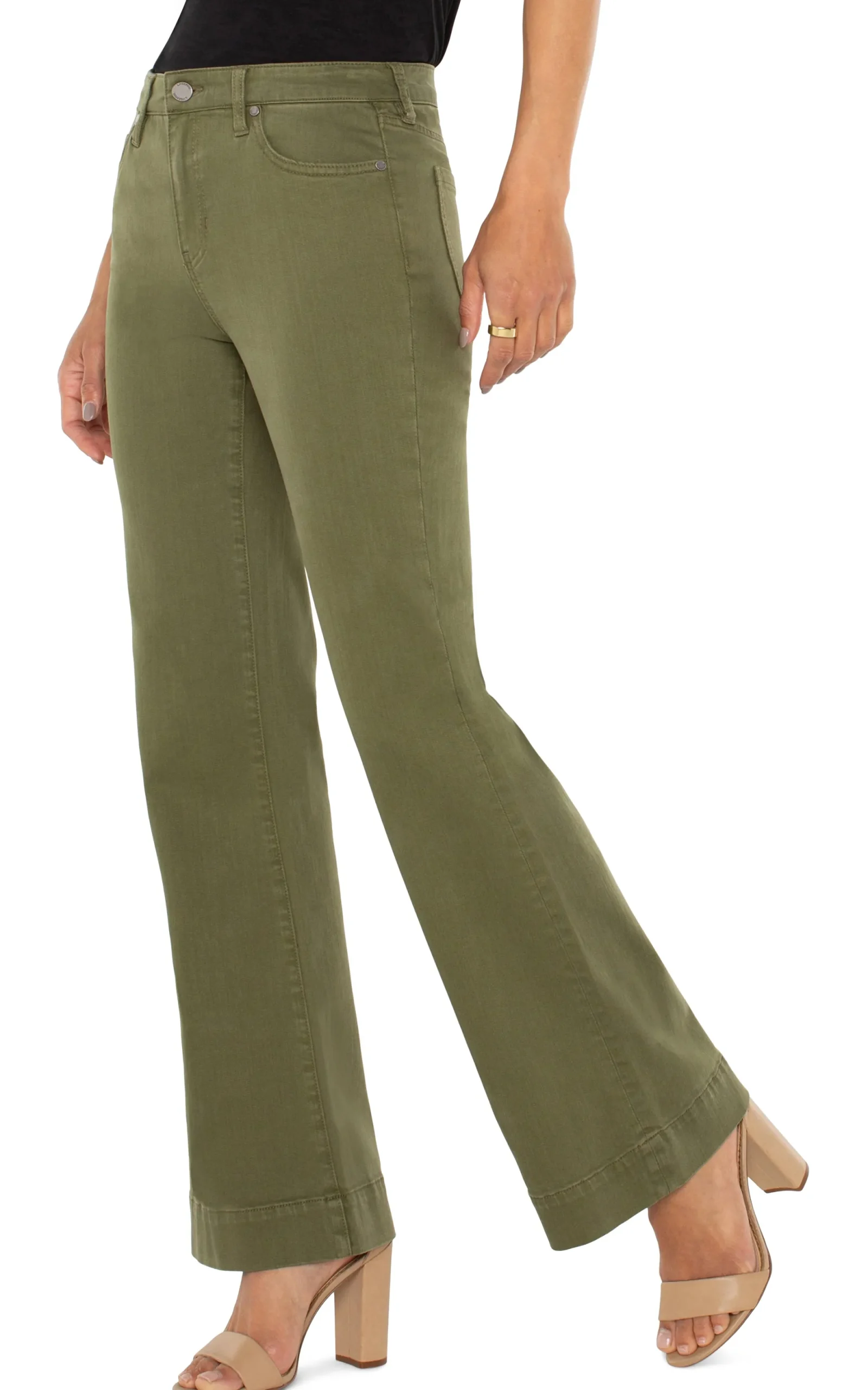 Jeans|Bootcut & Flares-Liverpool Los Angeles HANNAH FLARE WITH WIDE HEM Spanisholive