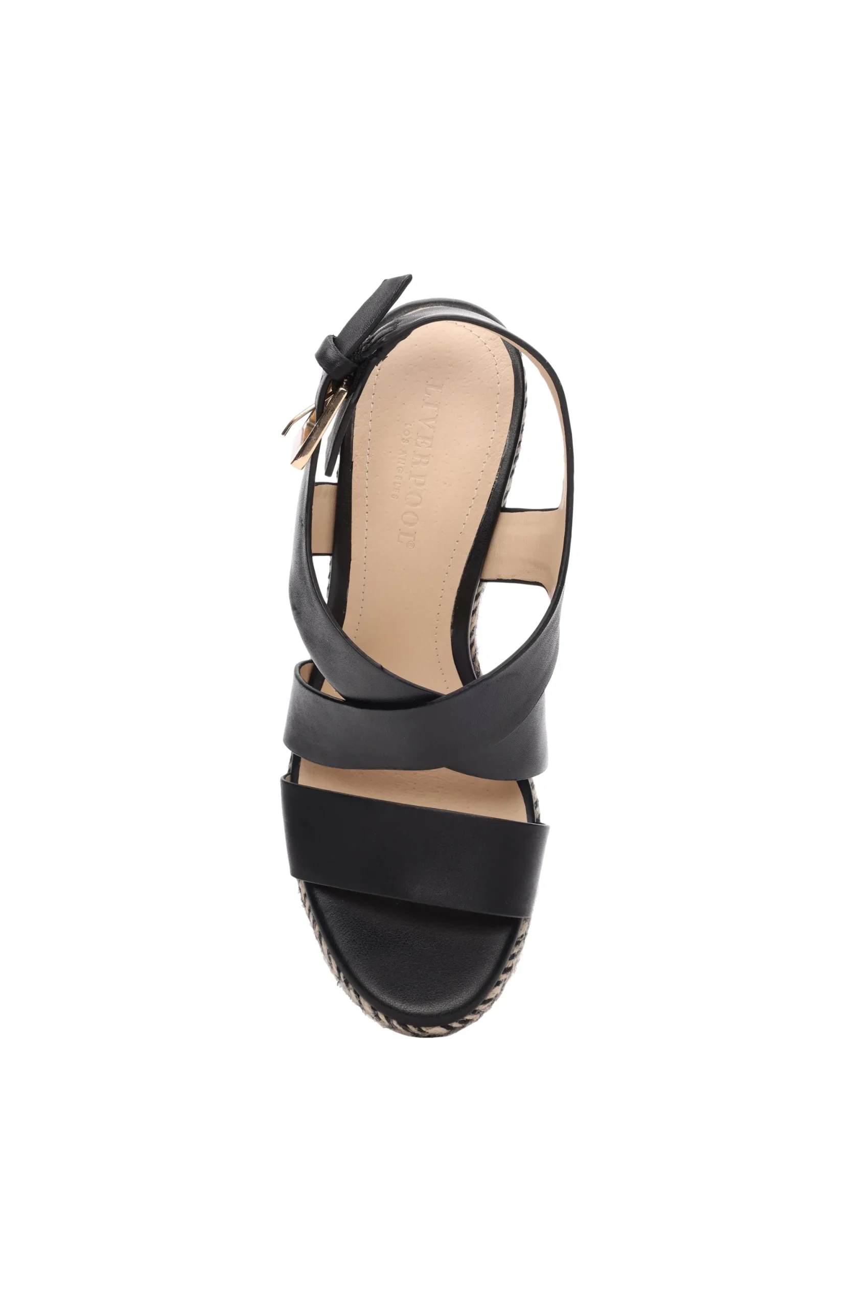 Wedges & Espadrilles-Liverpool Los Angeles HILLS ANKLE STRAP PLATFORM WEDGE Black