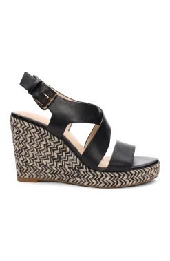 Wedges & Espadrilles-Liverpool Los Angeles HILLS ANKLE STRAP PLATFORM WEDGE Black