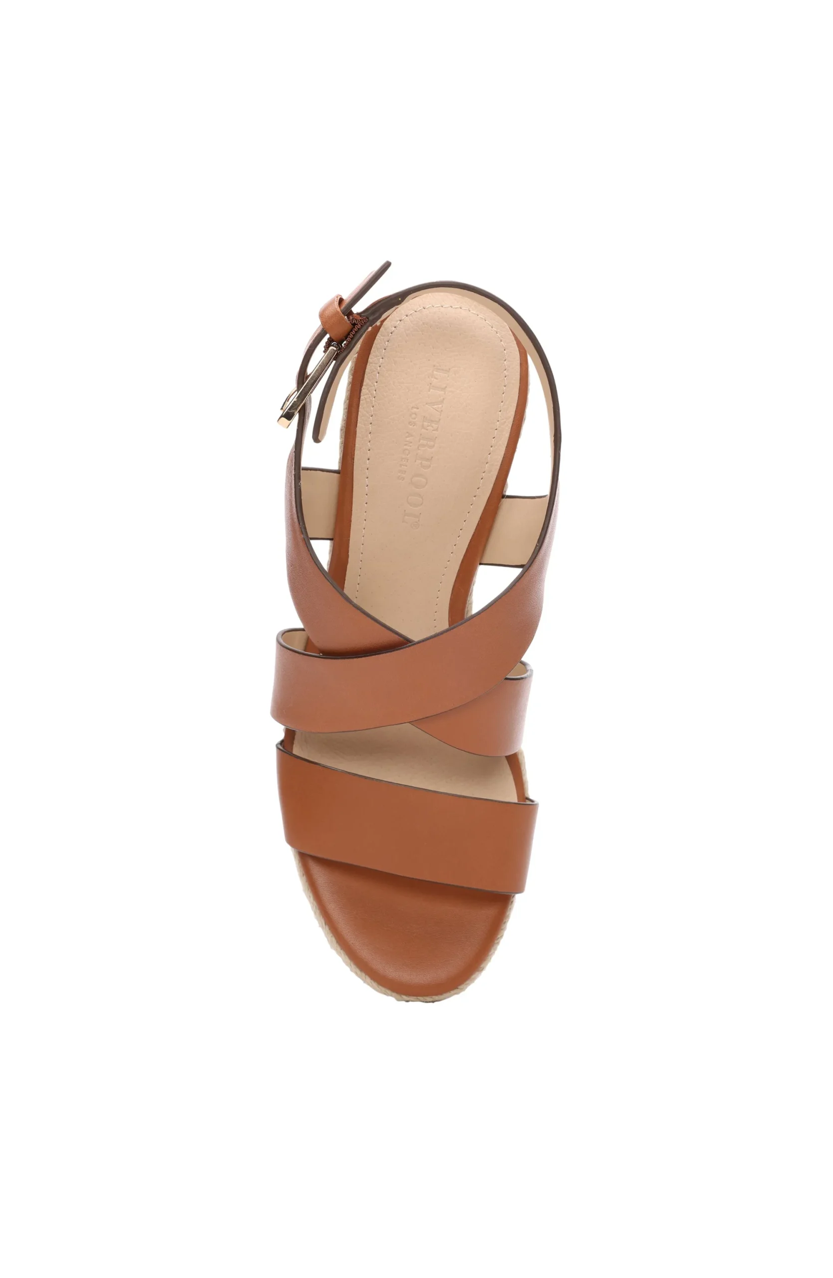 Wedges & Espadrilles-Liverpool Los Angeles HILLS ANKLE STRAP PLATFORM WEDGE Luggage