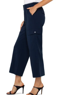 Utility Pants-Liverpool Los Angeles HI-RISE CARGO CROP STRAIGHT Darknavy