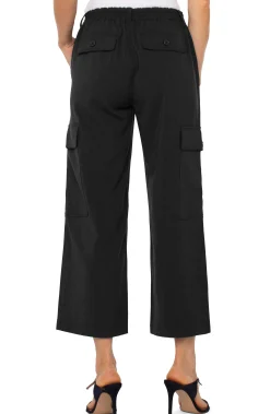 Utility Pants-Liverpool Los Angeles HI-RISE CARGO CROP STRAIGHT Black