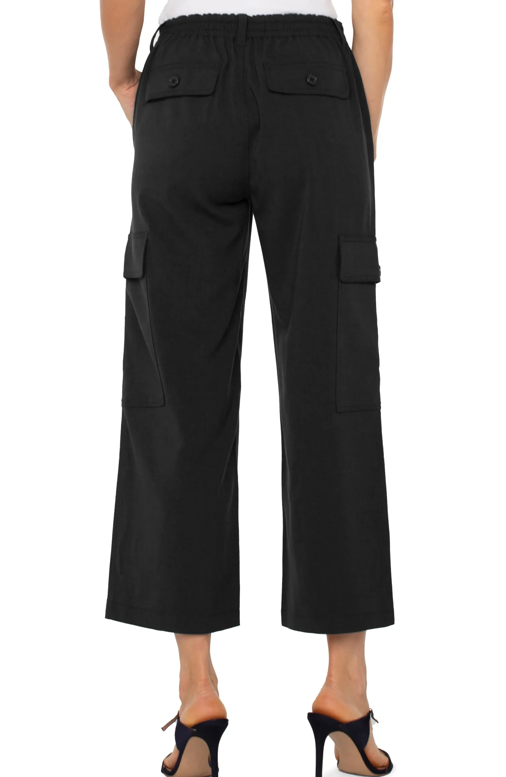 Utility Pants-Liverpool Los Angeles HI-RISE CARGO CROP STRAIGHT Black