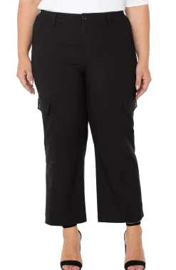 Pants-Liverpool Los Angeles HI-RISE CARGO CROP STRAIGHT Black