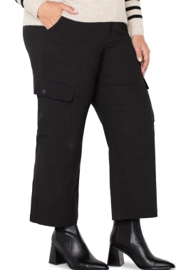 Pants-Liverpool Los Angeles HI-RISE CARGO CROP STRAIGHT Black