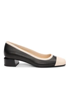 Flats-Liverpool Los Angeles IRVINE ROUNDED TOE SLIP ON WITH BLOCK HEEL Blackecru