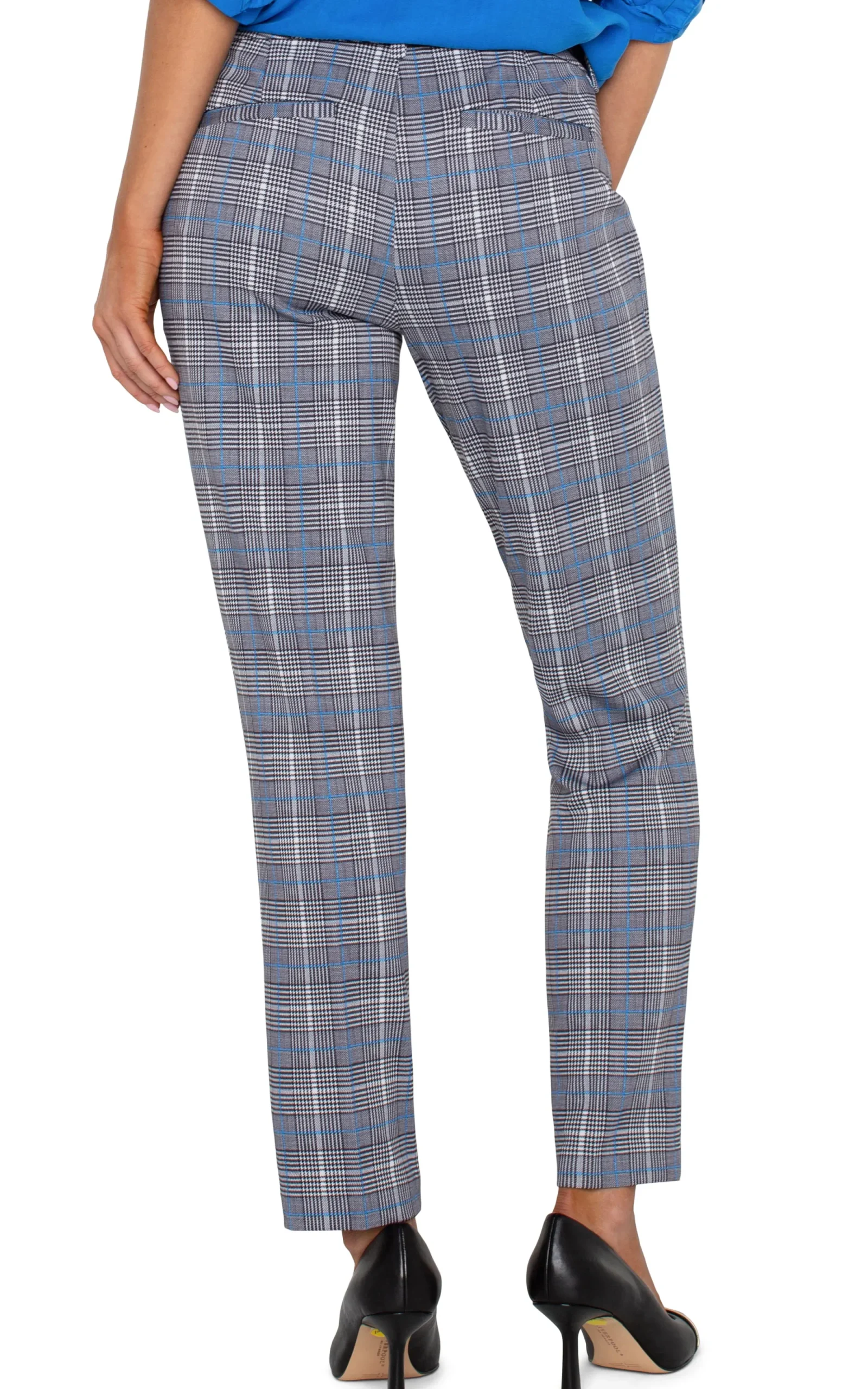 Pants|Trousers-Liverpool Los Angeles KELSEY KNIT TROUSER Bluetopazplaid