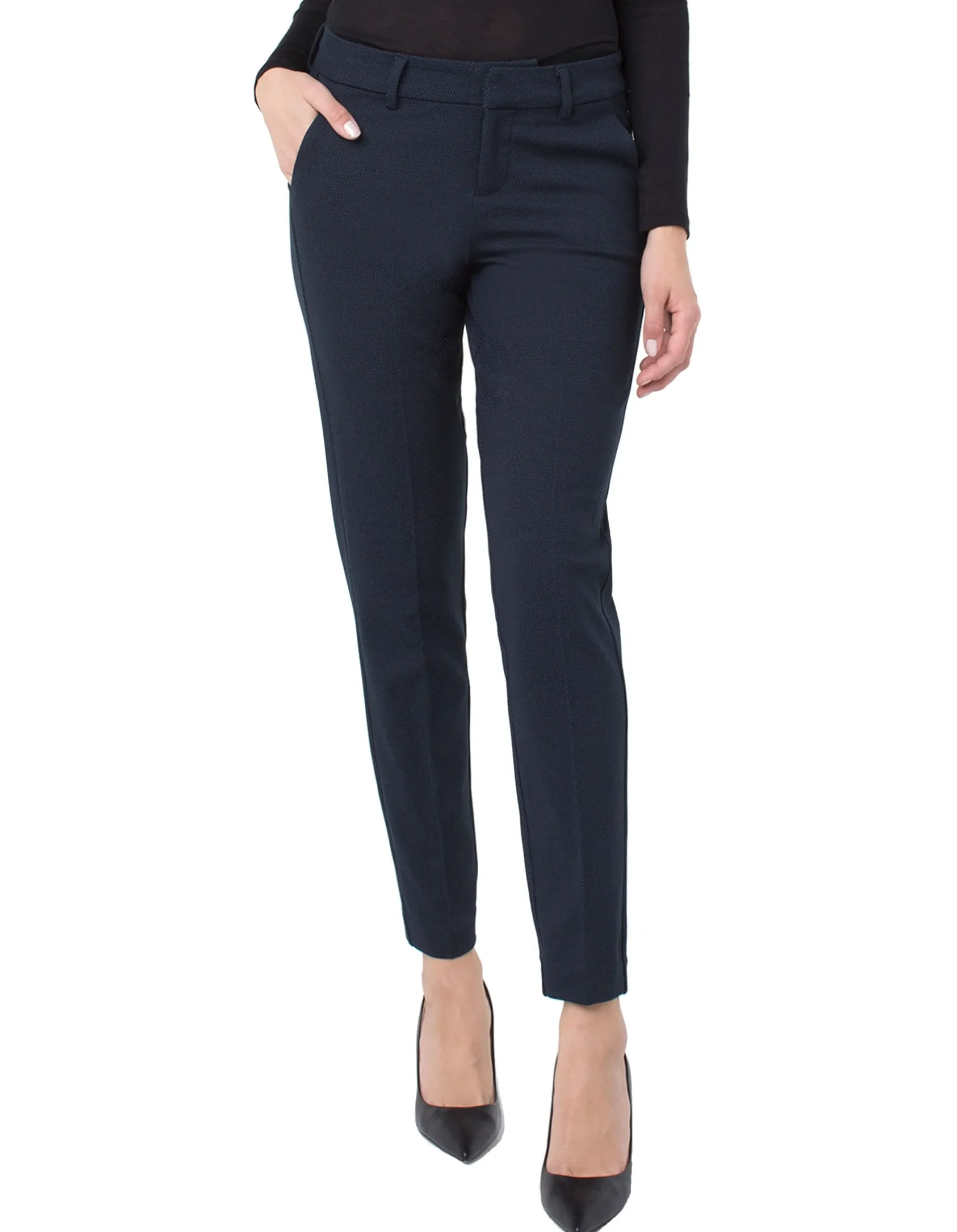 Pants|Trousers-Liverpool Los Angeles KELSEY KNIT TROUSER PATTERNED KNIT Navybirdseye
