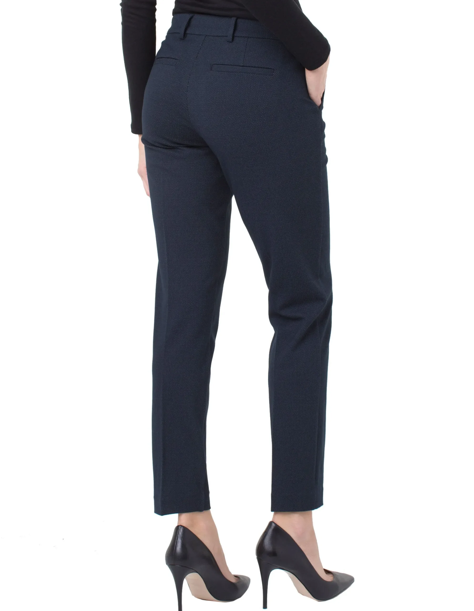 Pants|Trousers-Liverpool Los Angeles KELSEY KNIT TROUSER PATTERNED KNIT Navybirdseye