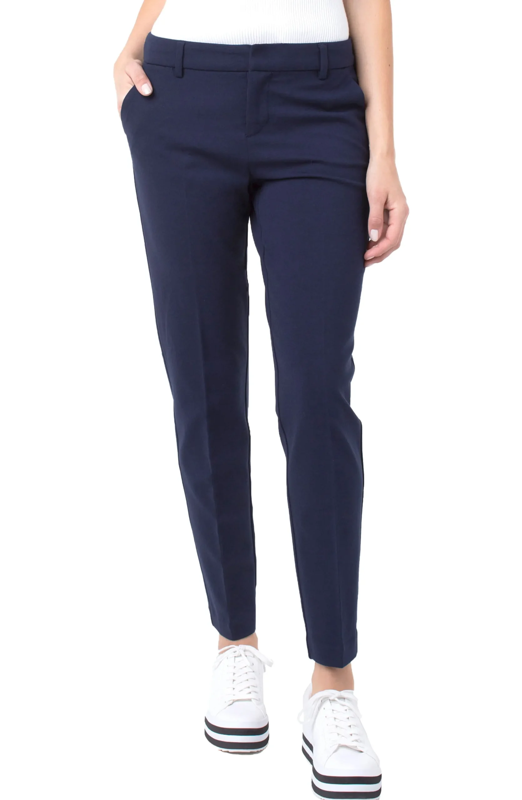 Trousers|Pants-Liverpool Los Angeles KELSEY KNIT TROUSER SUPER STRETCH Cadetblue