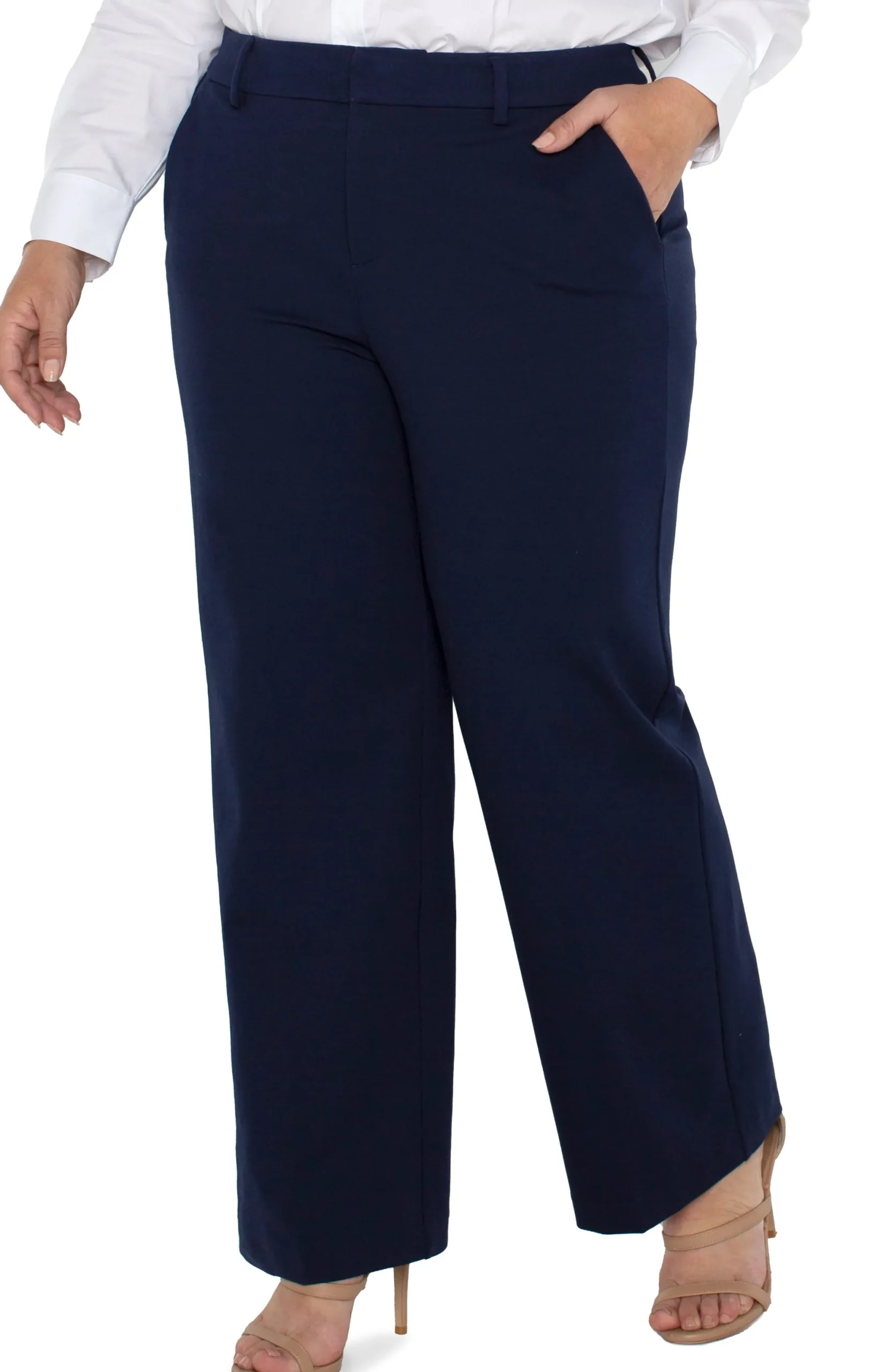 Pants-Liverpool Los Angeles KELSEY WIDE LEG TROUSER Cadetblue