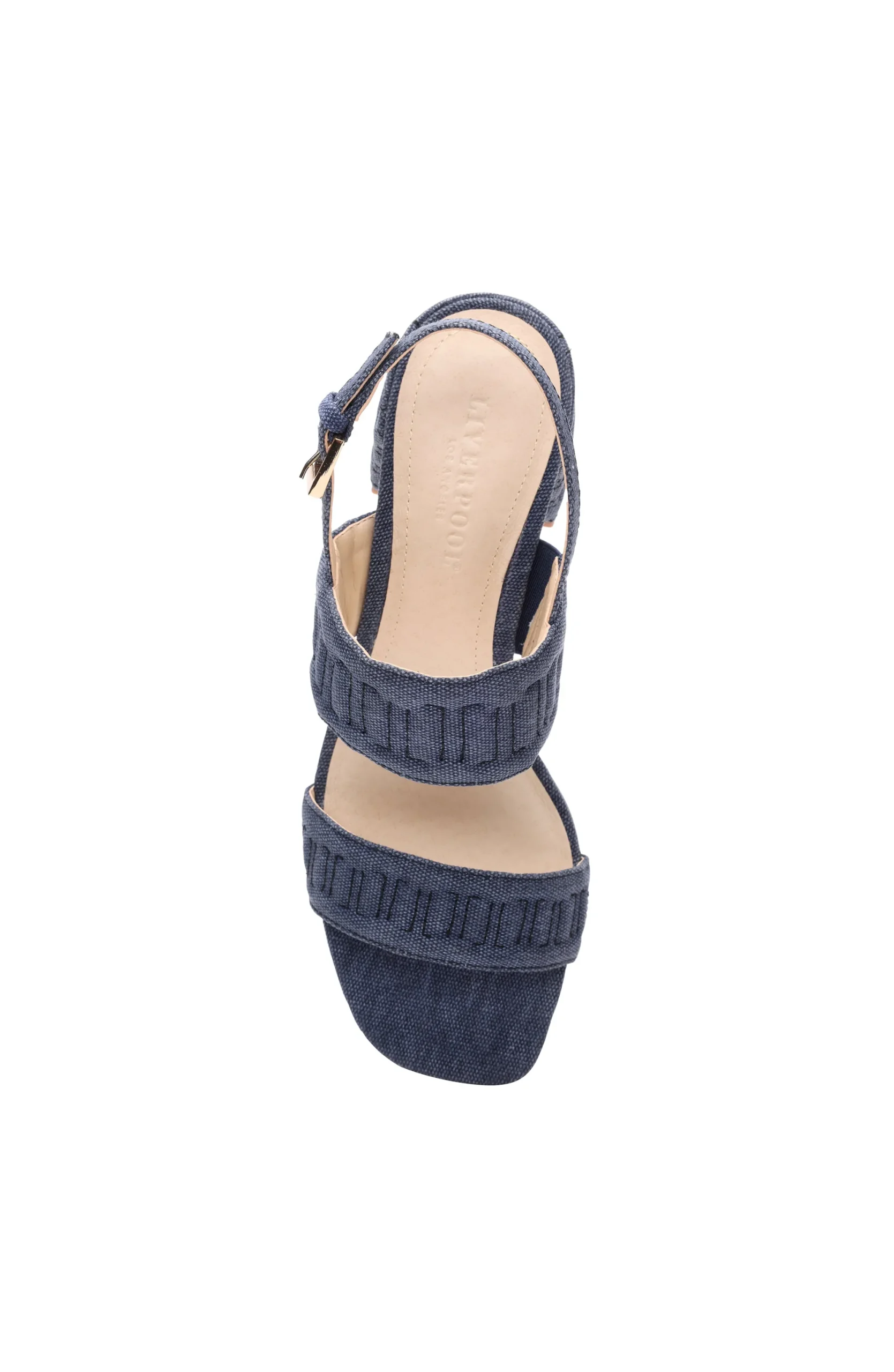 Heels-Liverpool Los Angeles LAKEWOOD LOGO STITCH SLINGBACK WITH BLOCK HEEL Indigo