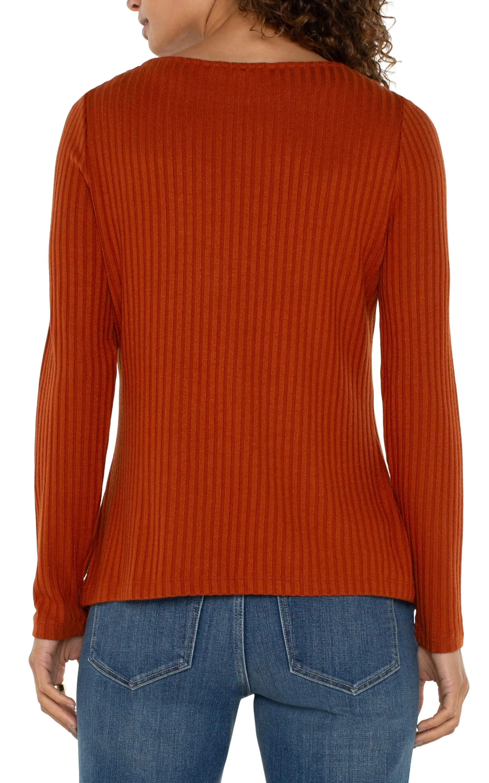Tees-Liverpool Los Angeles LONG SLEEVE BOAT NECK KNIT TOP Cedar