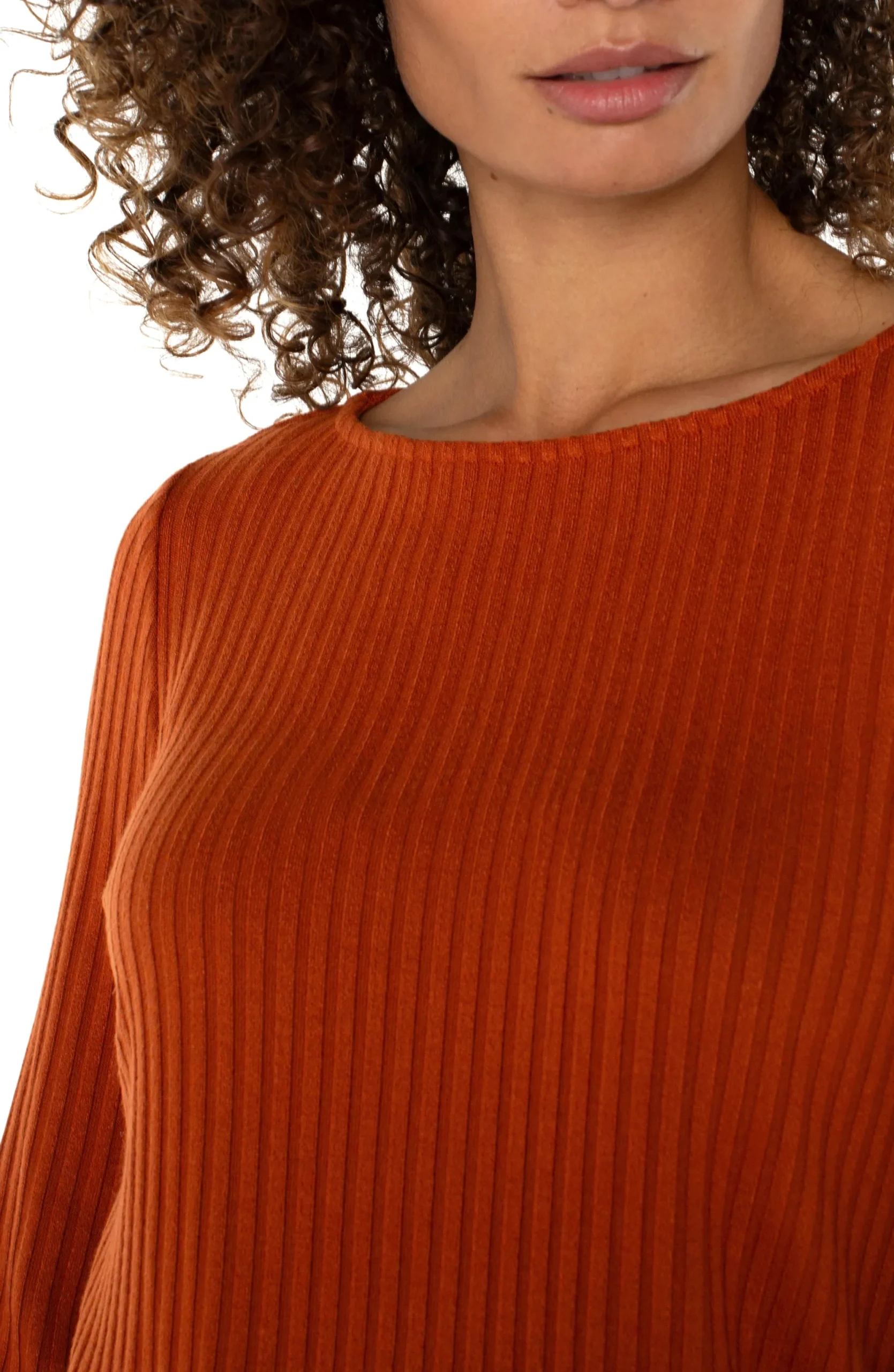 Tees-Liverpool Los Angeles LONG SLEEVE BOAT NECK KNIT TOP Cedar