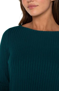 Tees-Liverpool Los Angeles LONG SLEEVE BOAT NECK KNIT TOP Darkforest
