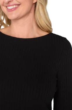 Tees-Liverpool Los Angeles LONG SLEEVE BOAT NECK KNIT TOP Black