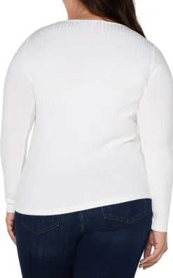 Tops-Liverpool Los Angeles LONG SLEEVE BOAT NECK KNIT TOP Snow