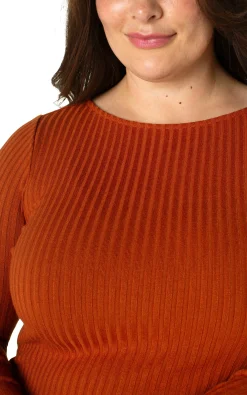 Tops-Liverpool Los Angeles LONG SLEEVE BOAT NECK KNIT TOP Cedar
