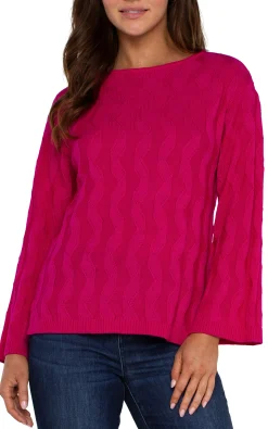 Sweaters|Tees-Liverpool Los Angeles LONG SLEEVE BOATNECK SWEATER Brightstarruby