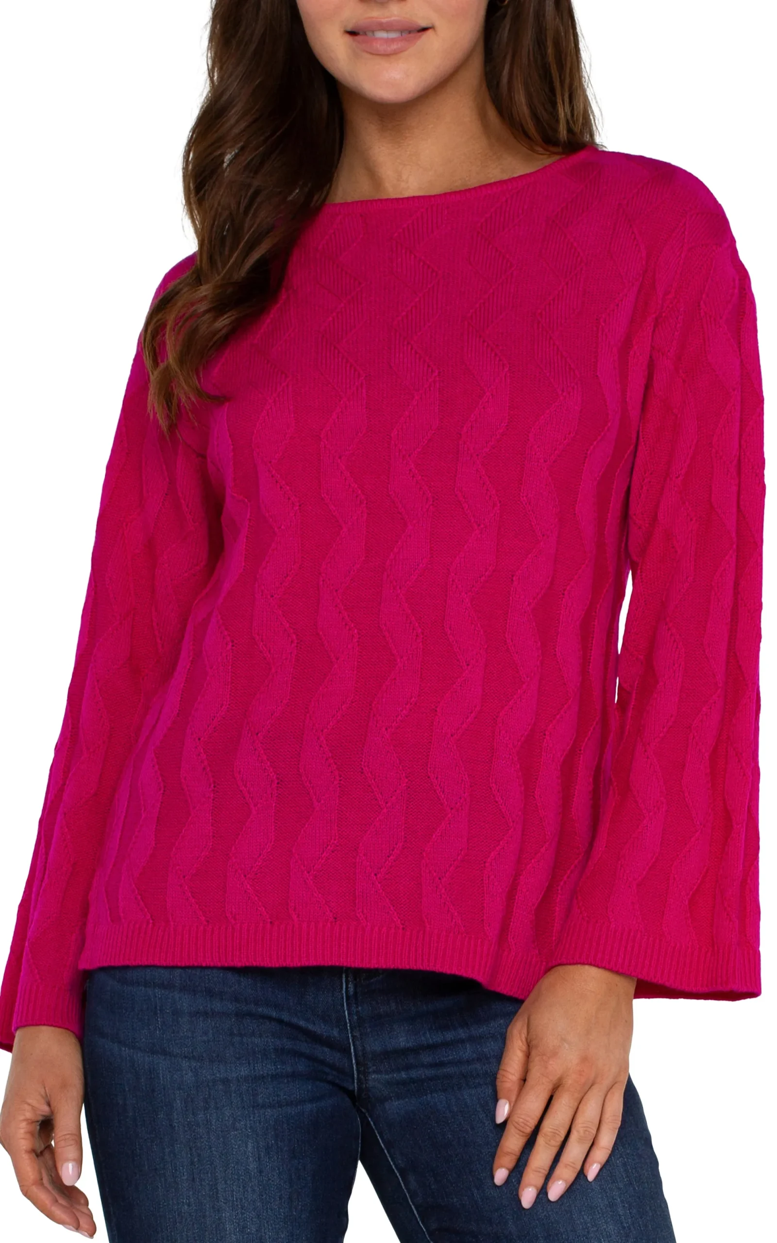 Sweaters|Tees-Liverpool Los Angeles LONG SLEEVE BOATNECK SWEATER Brightstarruby